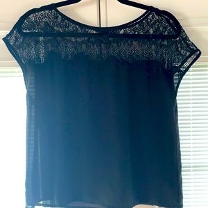 Black Lace Chiffon Shirt